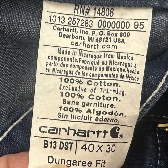 Men's Carhartt Loose Original Dungaree Fit Carpenter Pants B13-DST 40×30 NWT - Picture 8 of 8